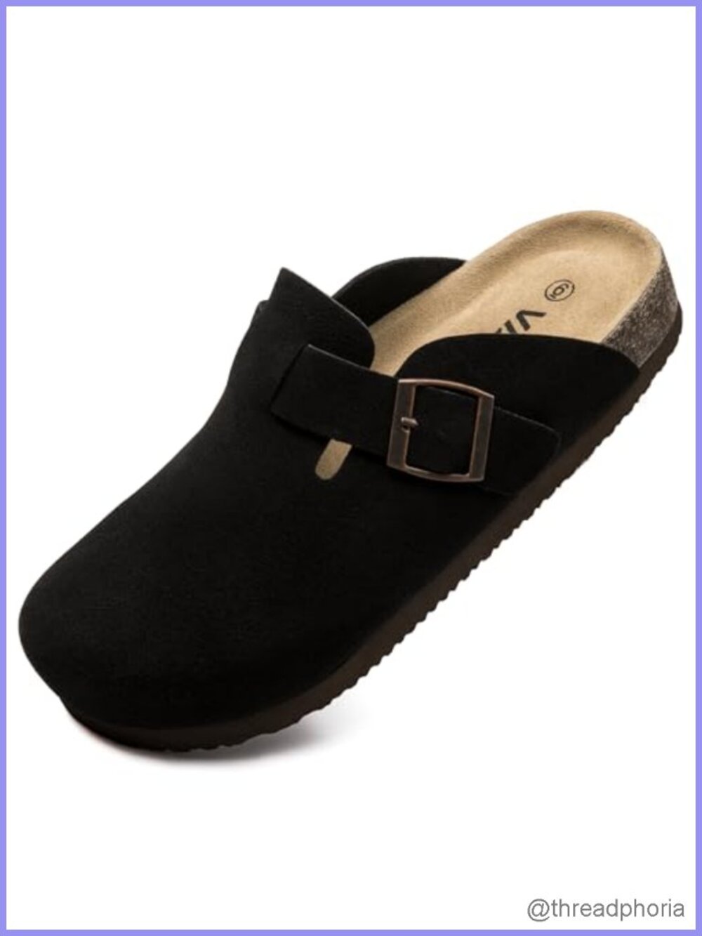 Women's Suede Clogs Slip-On Mule Slippers with Buckle